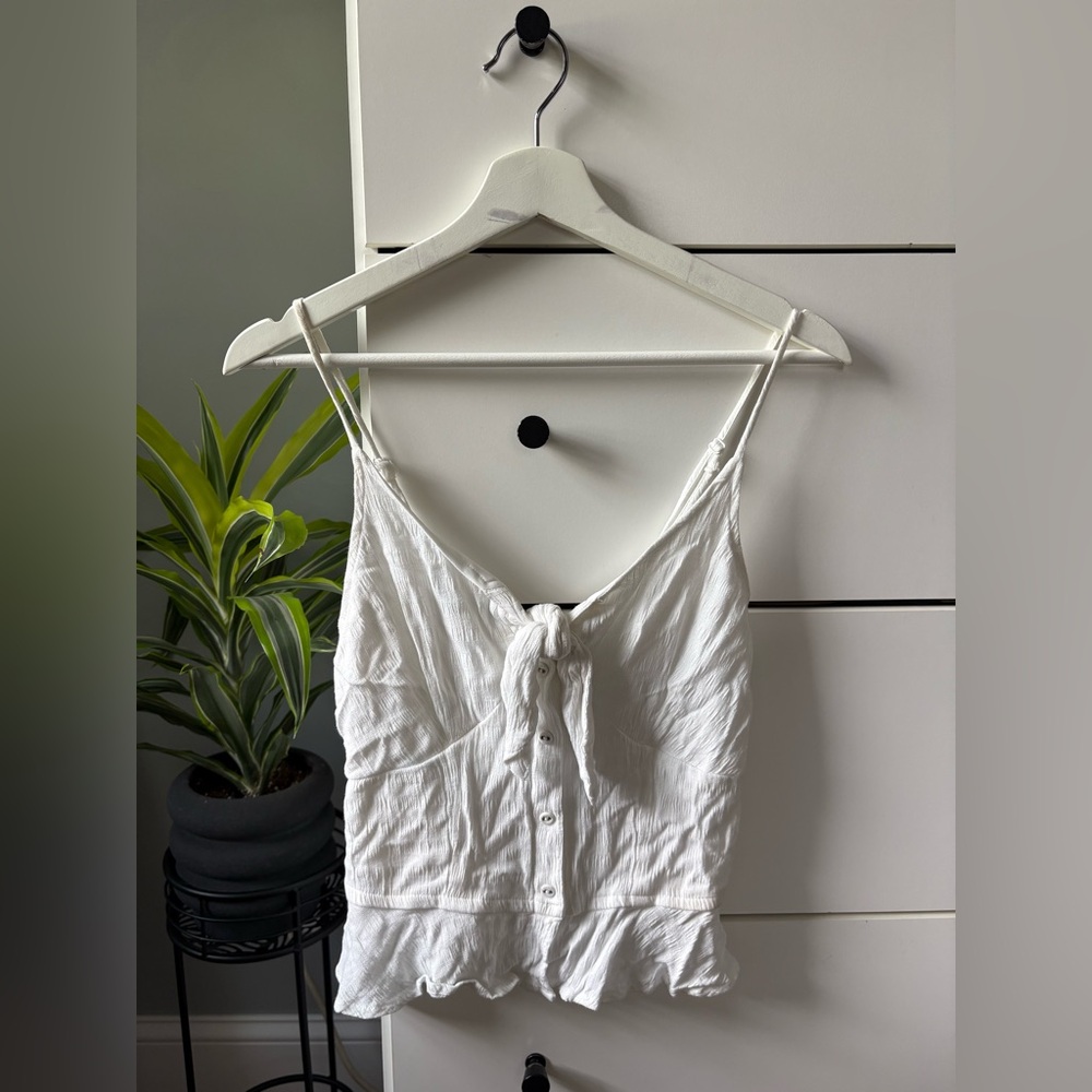 White Sleeveless Tie-Front Top